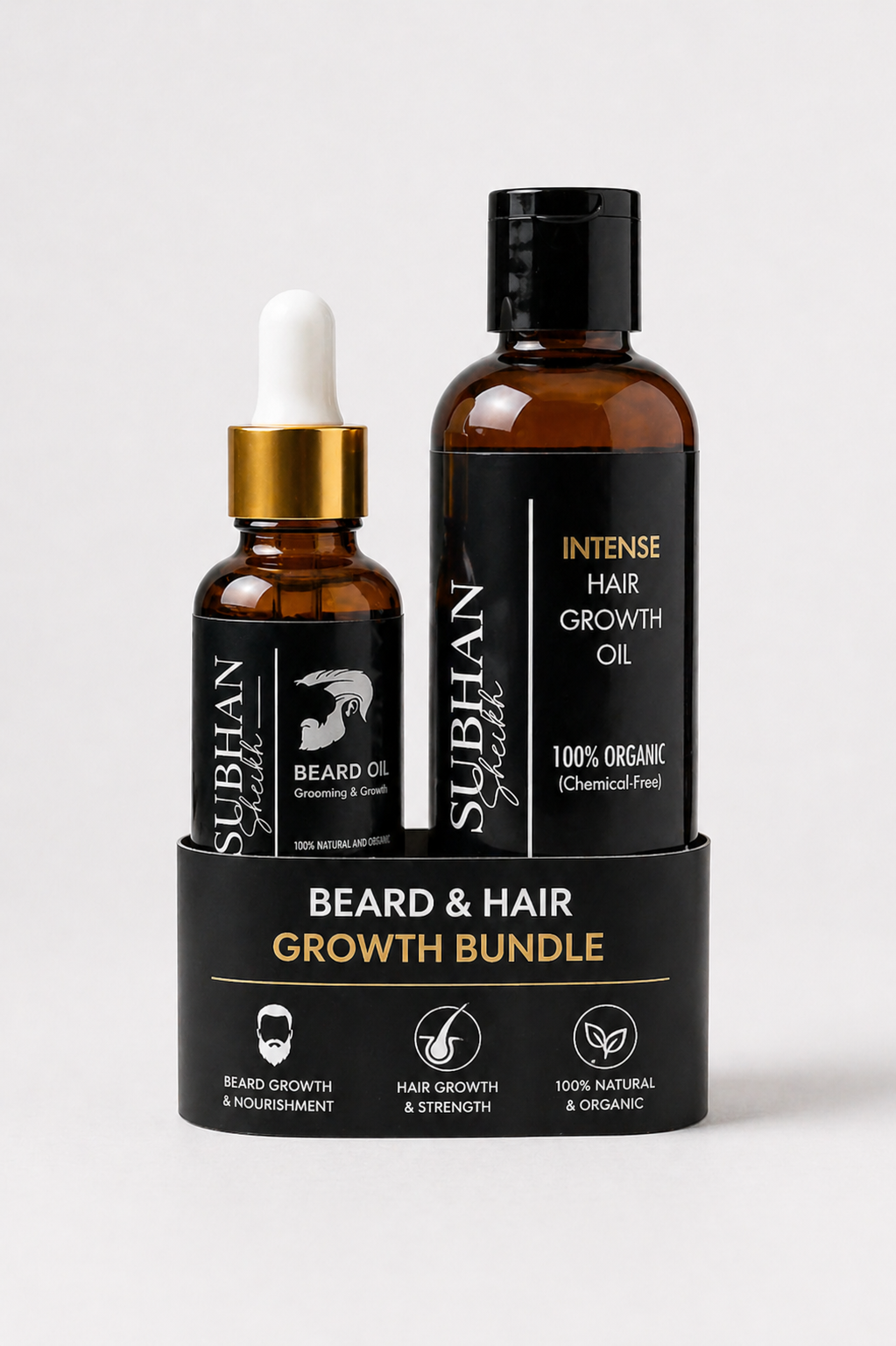 Organic Beard Growth and Grooming Oil + Organic Hair Growth Oil