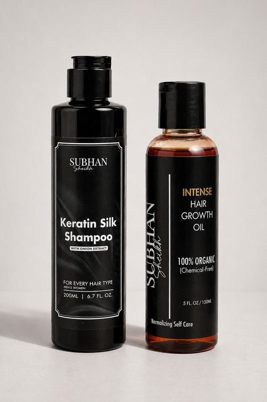 Keratin Silk Shampoo + Hair Growth Oil (HAIR CARE BUNDLE)