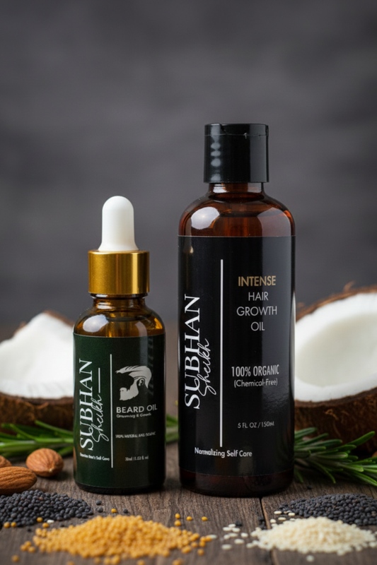 Organic Beard Growth and Grooming Oil + Organic Hair Growth Oil